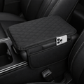 Black Quilted Car Armrest Cover Organizer