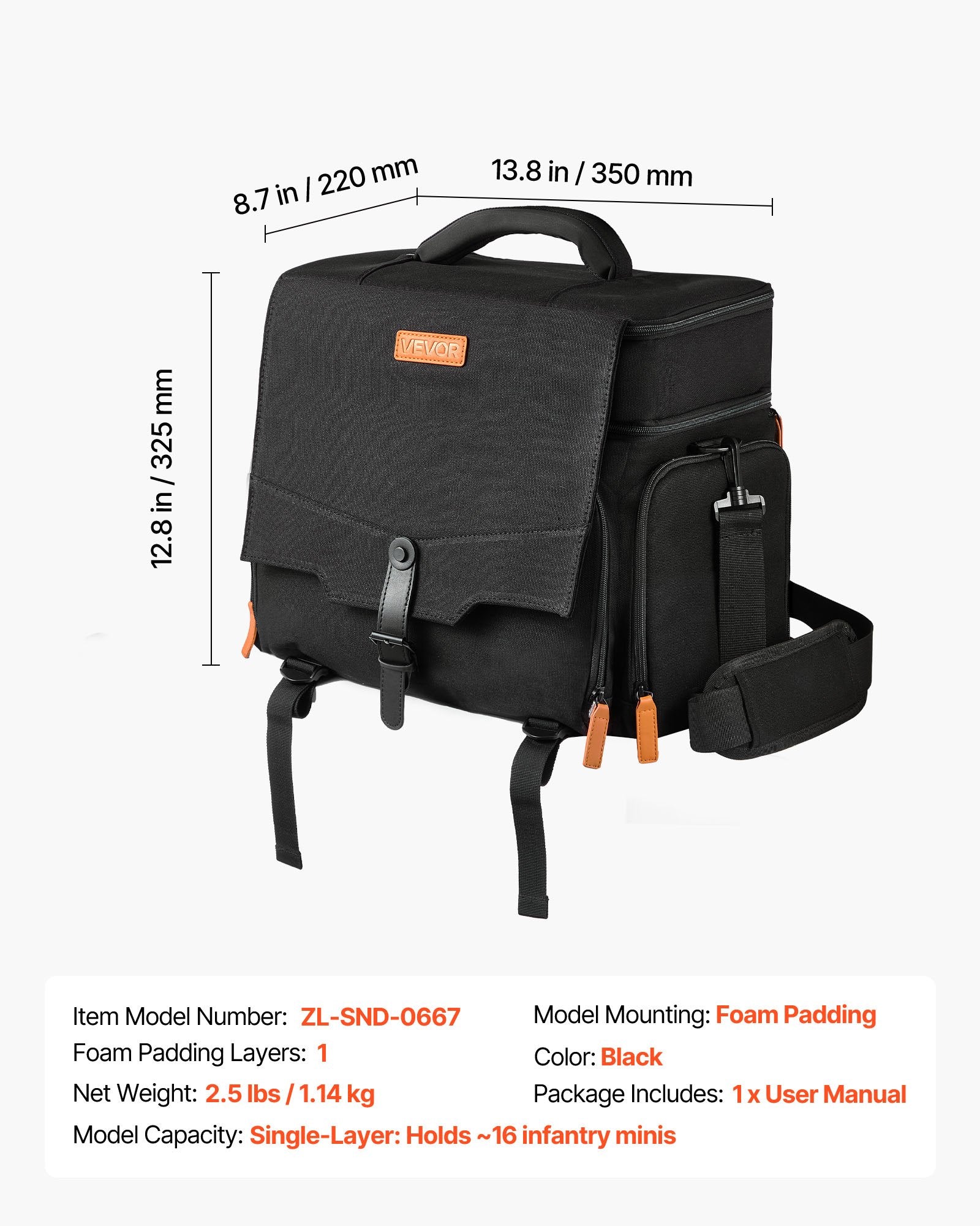Miniature Storage Carrying Figure Bag, Fits 16 Infantry Minis,